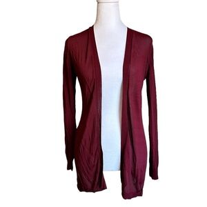 White House Black Market Wine Burgundy Open Front CARDIGAN Size XS